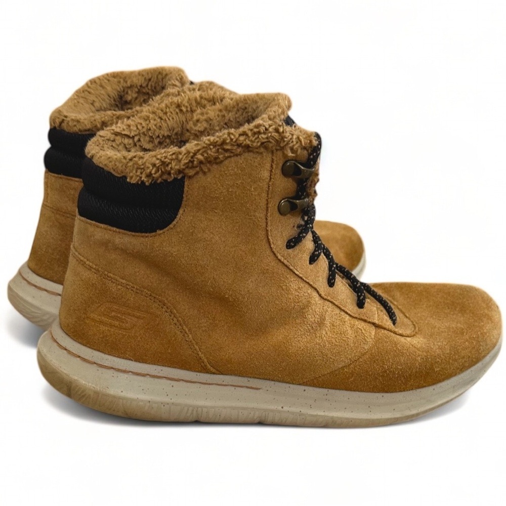 Y2K Skechers Brown Leather Suede Ankle Boots Women’s Size 12